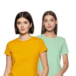COLOR CAPITAL Mustard & Green Regular Fit T-Shirt (Pack Of 2)-image-37