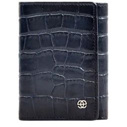 Eske Bobby Navy Blue Textured Bi-Fold Wallets For Men-image-20