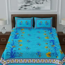Living Roots Multicolor Jaipuri Printed Cotton Bed Sheet with 2 Pillow Cover-image-89