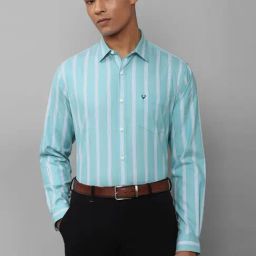 Allen Solly Blue Cotton Slim Fit Striped Shirt-image-52