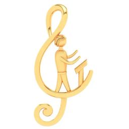 P.C. Chandra Jewellers 14k Yellow Gold Musical Note Orchestrating Man Pendant-image-82