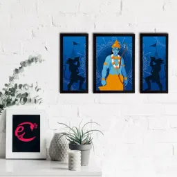eCraftIndia Set of 3 Lord Ram Satin Matt Textured UV Art Painting-31