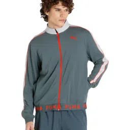 Puma Grey Colour Block Regular Fit Jacket-image-44