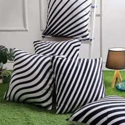 Romee 'Zebra' White & Black Polyester Cushion Cover - Set of 5-15