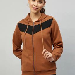 Rare Brown Color-Block Hoodie-image-38