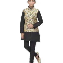 Benstoke Kids Black & Green Printed Full Sleeves Kurta Set-picture-37