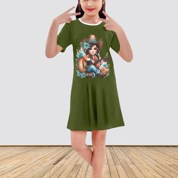 MGRS Girls Olive Cotton Printed Tshirts-picture-37