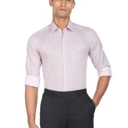Arrow Light Pink Slim Fit Printed Cotton Shirt-picture-26