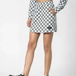 Only White & Grey Cotton Checks Skirt-image-5