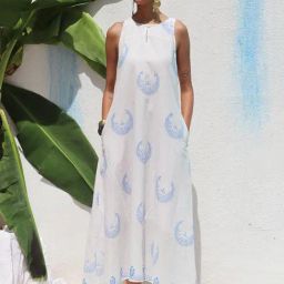 Chidiyaa Walk In the Clouds Vanessa Handprinted Cotton Dress-image-18