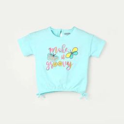 Juniors by Lifestyle Blue Cotton Printed T-Shirt-image-34