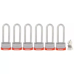 BRADY Keyed Padlock with 6 Keys Steel Red, 39N361 (Set of 6 Pcs)-image-39