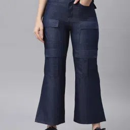 KASSUALLY Dark Blue Cotton Relaxed Fit Mid Rise Jeans-image-62