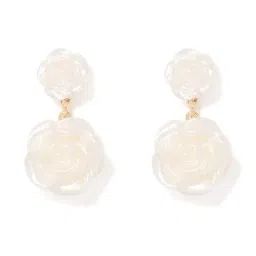 Forever New Ivory Minimal Tati Acrylic Rose Drop Earrings-image-31