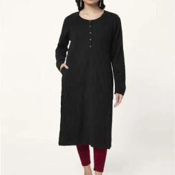 Rangmanch by Pantaloons Black Woven Pattern A Line Kurta-image-48
