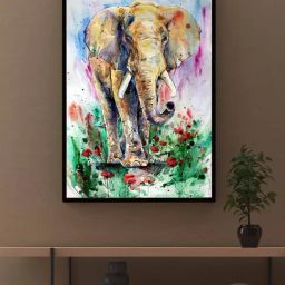 Art Street Elephant Printed Multicolor Engineered Wood Wall Art-42