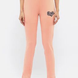 MADAME M Secret Peach & Black Cotton Blend Graphic Print Mid Rise Trackpants-picture-42