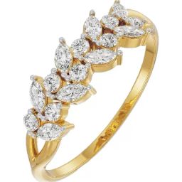 Emori 14k Yellow Gold & Diamond Leafy Band Ring-image-30