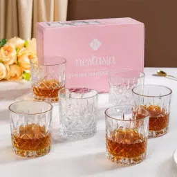 Nestasia Transparent Set of 6 Large Whiskey Glasses-image-70