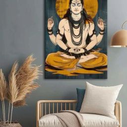 999Store Multicolor Canvas Lord Shiva Meditation Art-41