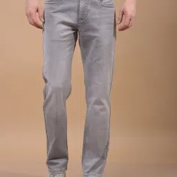 Crimsoune Club Grey Cotton Blend Straight Fit Solid Straight Jeans-image-37