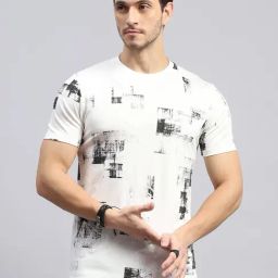 Monte Carlo Off White Regular Fit Printed T-Shirt-image-83