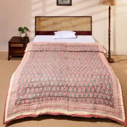 Fabindia Standalone Blue Cotton Printed Single Quilts-21