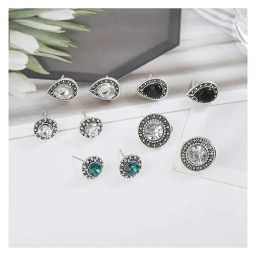YouBella Pearl Studded Silver Multi Stud Earrings for Women - Set of 5-2