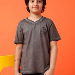 Tales & Stories Kids Dark Grey Printed T-Shirt-image-34