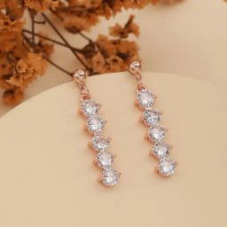 Aatmana Rose Gold & Silver-Toned Contemporary Drop Earrings-9