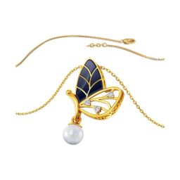 Joyalukkas 22k (916) Blue Mist Butterfly Gold Necklace For Women-image-35
