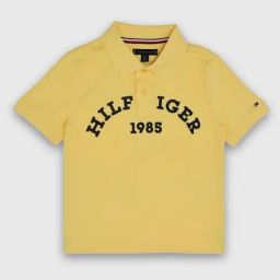 TOMMY HILFIGER Boys Yellow Cotton Logo Polo T-Shirt-image-69