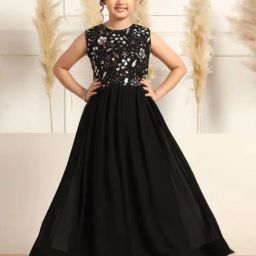 Fashion Dream Kids Black Embroidered Fit & Flare Dress-picture-24