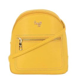 Baggit Oshu Kris Yellow PU Solid Backpack-image-27