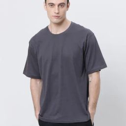 Kryptic Grey Relaxed Fit Printed Oversized Crew T-Shirt-picture-5