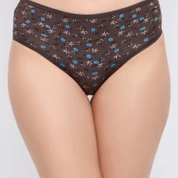 Clovia Bronze Polyamide Regular Fit Floral Print Panty-image-16
