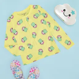 Pantaloons Junior Girls Conversational Printed Round Neck Cotton T-Shirt-image-90