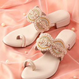House of Pataudi Bead Embellished Block Heels-picture-32