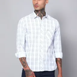 Cantabil White Cotton Regular Fit Checks Shirt-picture-18