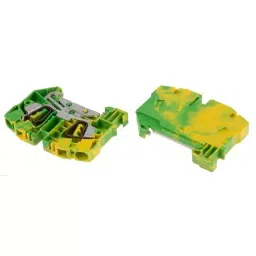 RS PRO Earth Terminal Block Green & Yellow 6 mm² Single-Level Spring Clamp Termination, 7637514-21