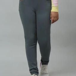 Cantabil Kids Light Green Solid Jeggings-image-79