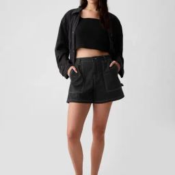 GAP Black Cotton Solid Shorts-image-92