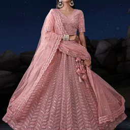 ODETTE Embellished Sequinned Semi-Stitched Lehenga & Blouse With Dupatta-picture-22