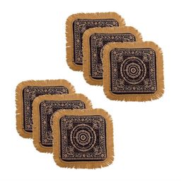Kuber Industries 6-Pcs Brown & Beige Printed Floor Mats-54