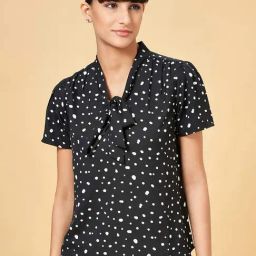 Annabelle by Pantaloons Jet Black Polka Dots Top-image-36