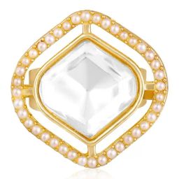 Peora Gold Plated Synthetic Stone & Beads Studded Adjustable Finger Ring-image-72
