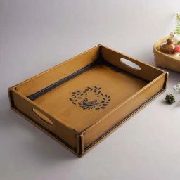 Aapno Rajasthan Brown Wooden Serving Tray-30