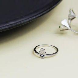 Curio Cottage 925 Silver Hamsa Charm Zircon Stuuded Ring-image-97