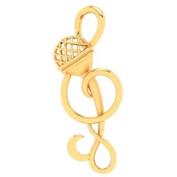 P.C. Chandra Jewellers 14k Yellow Gold Musical Note Microphone Pendant-image-23