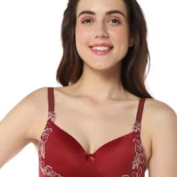 Amante Berry Red Lace Work T-Shirt Bra-picture-32